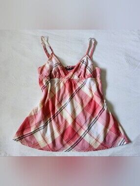 Y2K Women’s Pink Plaid Cotton Camisole